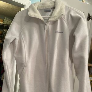 Medium Columbia white fleece jacket.